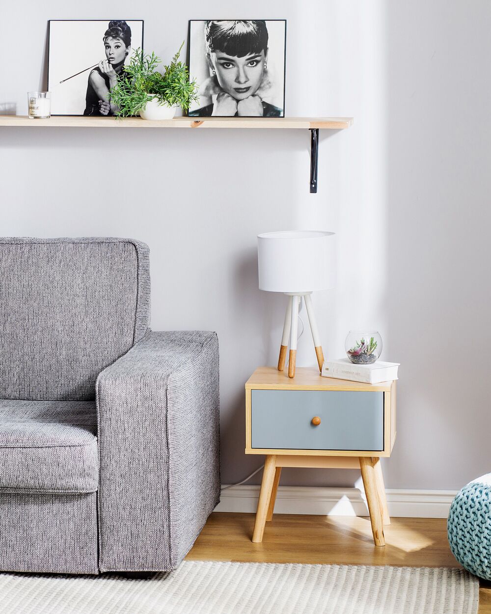 Natbord med 1 skuffe ARVADA Lysebrun
