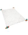 Teppich Baumwolle weiss 140 x 200 cm geometrisches Muster Shaggy KARTAL_805876