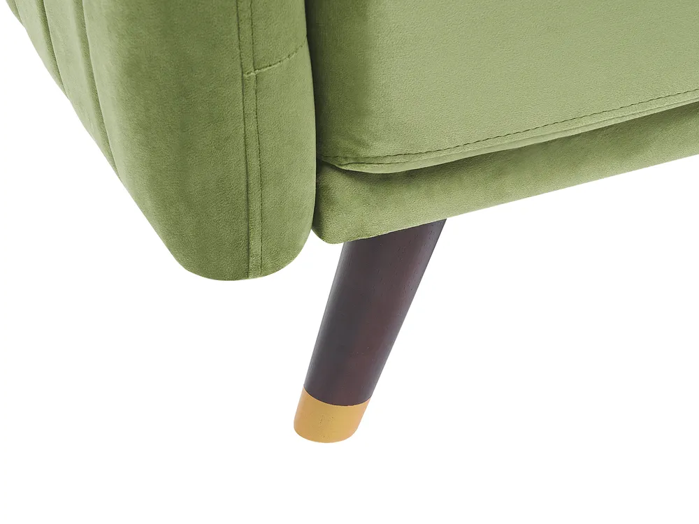Sofa Bed 3 Seater SENJA Velvet Olive Green_850536