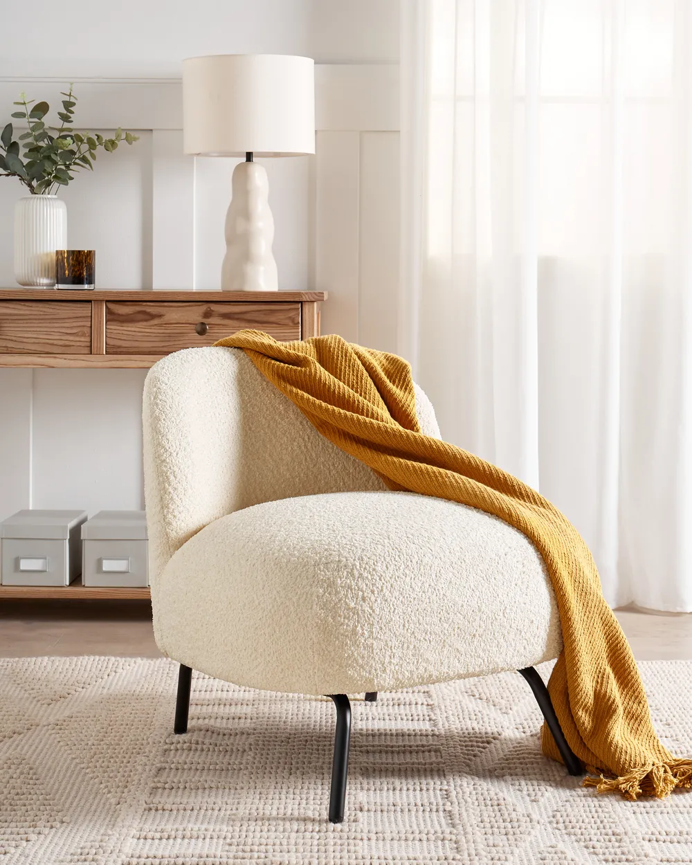 Armchair KUMLA Boucle Off-White_939044