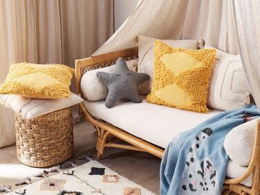 Set of 2 Tufted Cotton Cushions 45 x 45 cm Yellow RHOEO