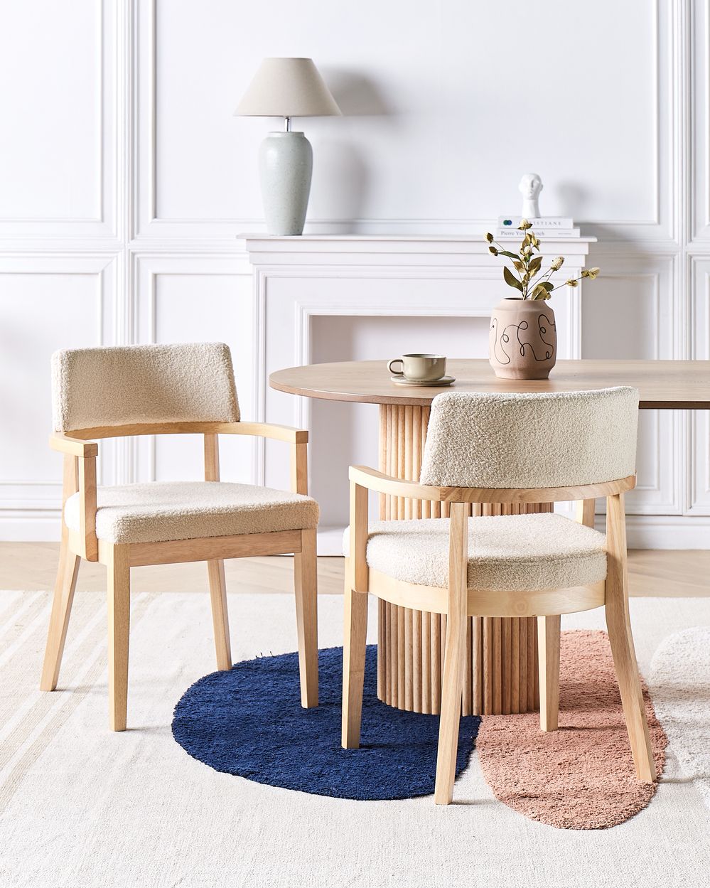 Lot de 2 chaises de salle à manger DALBO Bouclé Marron clair/beige
