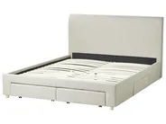 Lit avec tiroirs de rangement SOUTRIN Tissu Beige 160 x 200 cm_993425