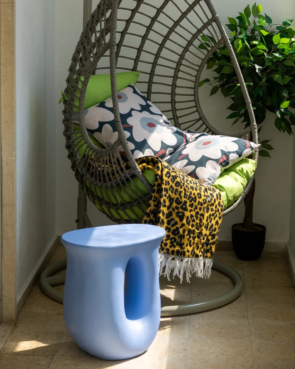 Side Table IDRO 42 cm 28 cm Blue_1074470