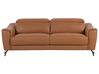 Set divano e poltrona in pelle marrone dorato NARWIK_720649