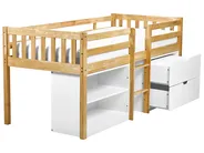 Mid Sleeper Bed Wood SUSVILLE 90 x 200 cm (EU Single) Light Brown_935469