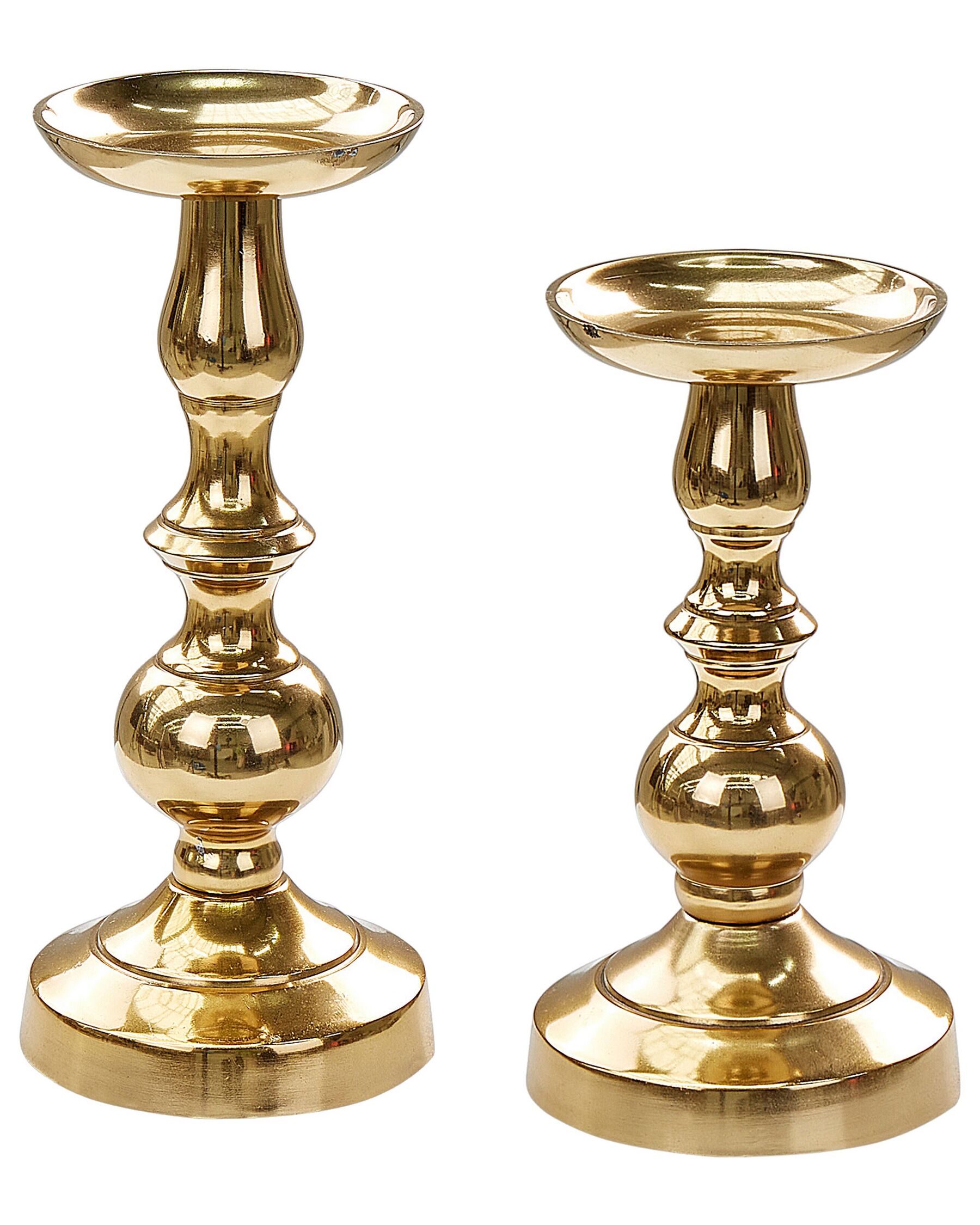 Conjunto de 2 candeleros de metal dorado DIRIN_885421