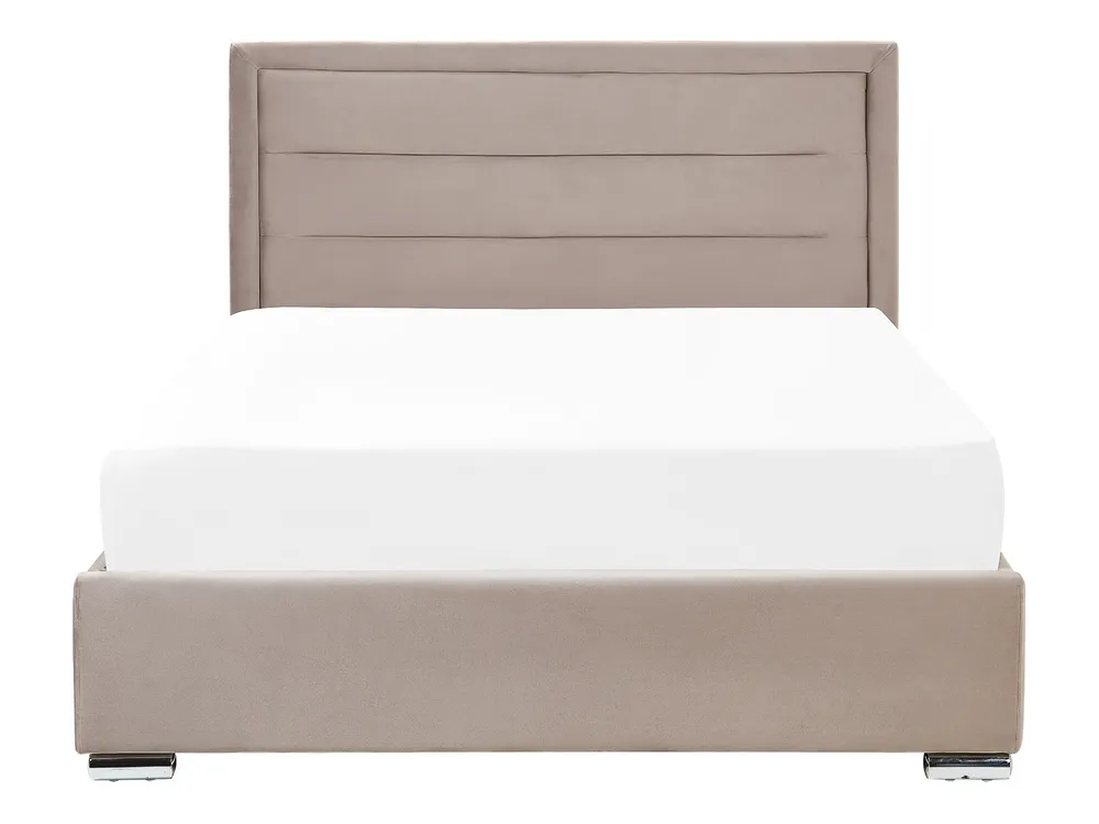 Bett mit Stauraum ROUEN Samtstoff Taupe 140 x 200 cm_843830