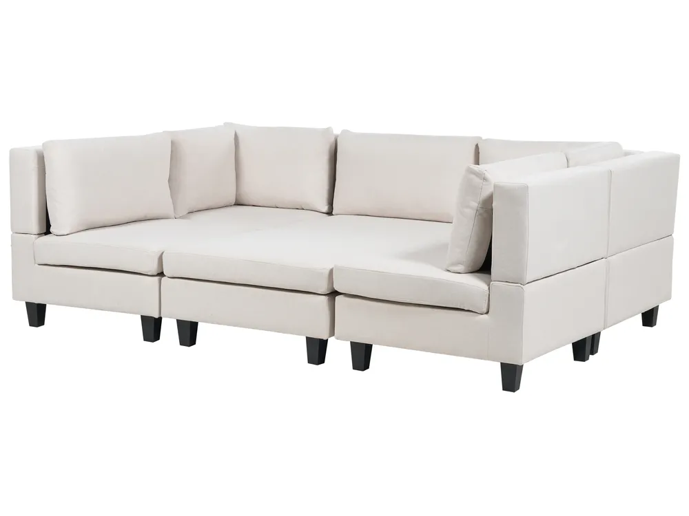 Divano modulare a U 5 posti UNSTAD con ottomana Tessuto Beige chiaro_891133