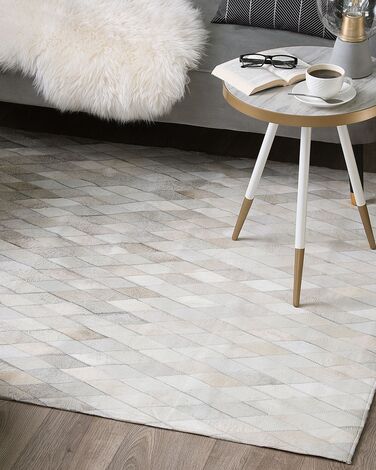 Cowhide Area Rug 160 x 230 cm White and Grey MALDAN