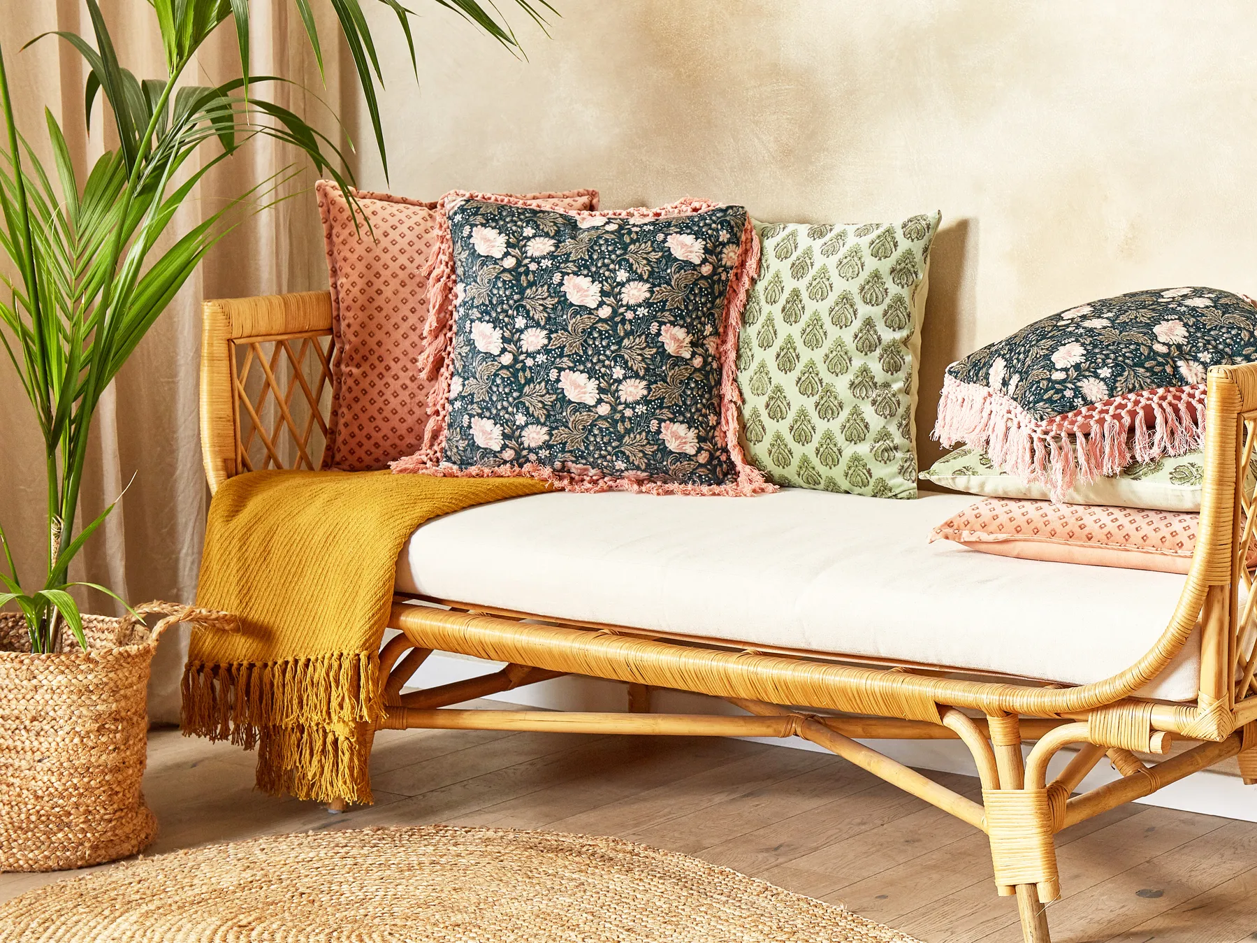 Set of 2 Decorative Cushions PARROTIA 45 x 45 cm Velvet Teal Floral Pattern_839003