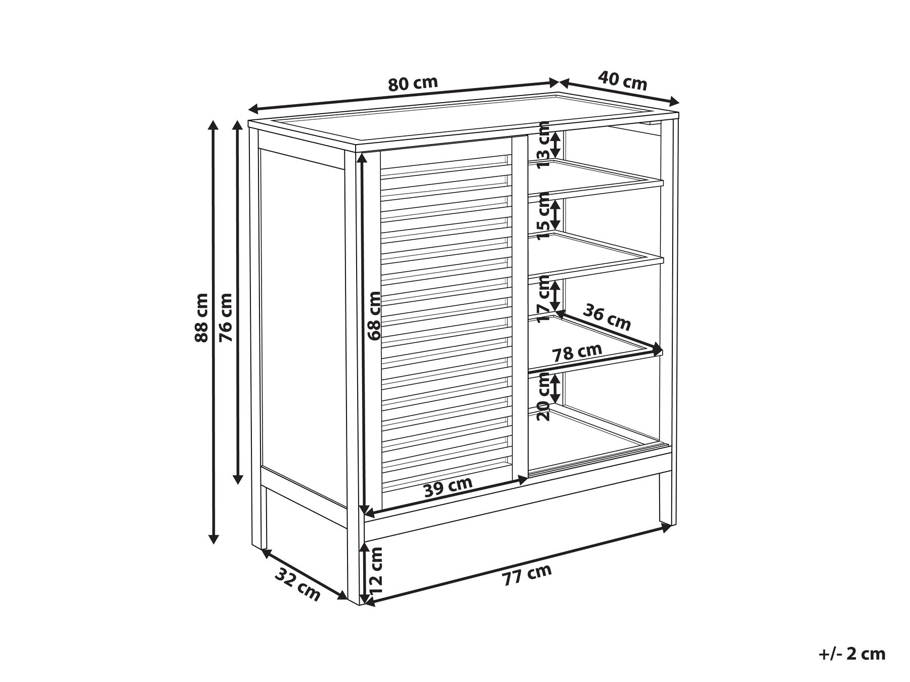 Bamboo 2 Door Sideboard Light Wood MIDWOOD_962945
