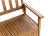 Zahradní lavička z akátového dřeva s úložným prostorem 160 cm světlá/taupe polštář SOVANA_922575