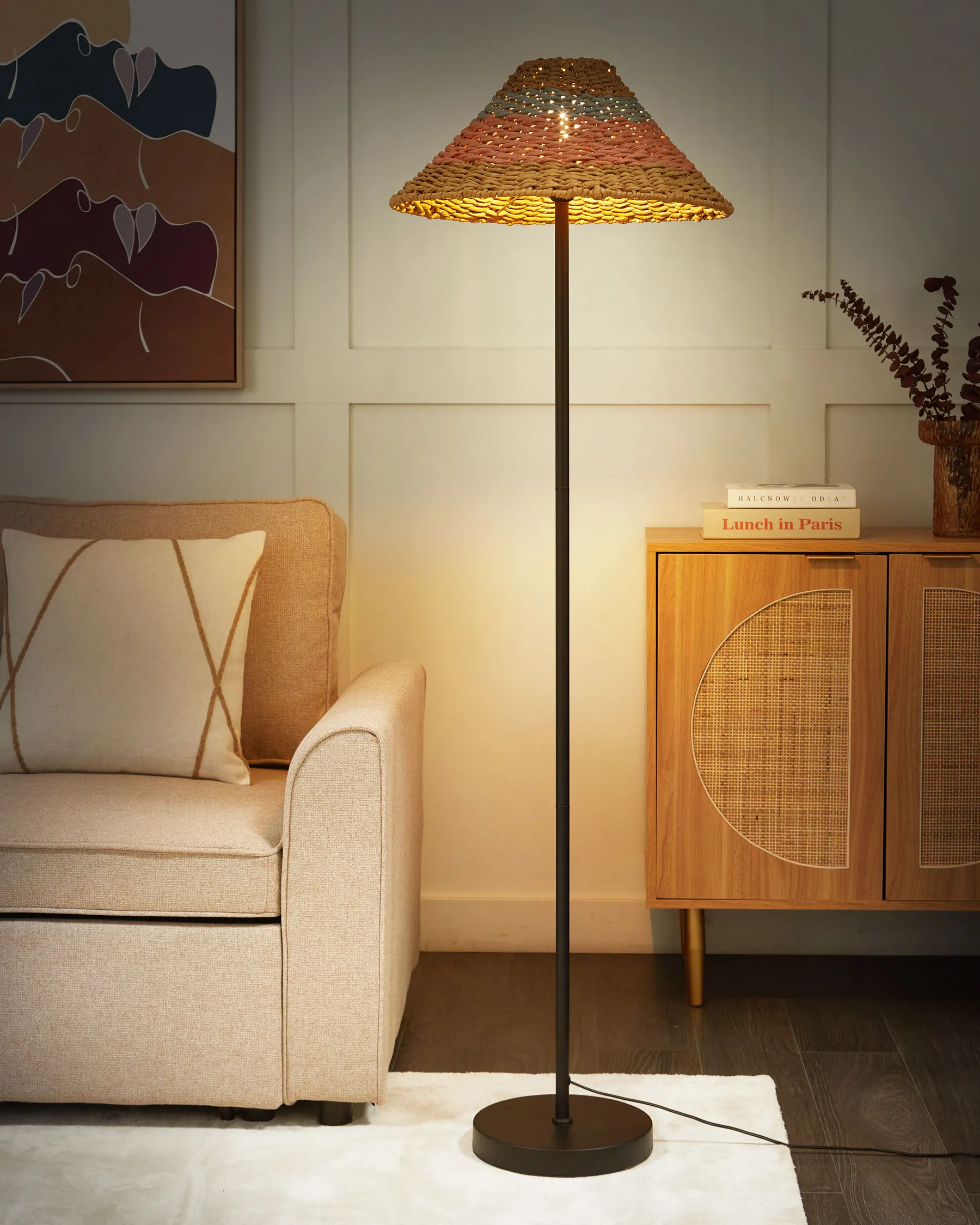 Floor Lamp KYOGA Paper Rope Beige_914542