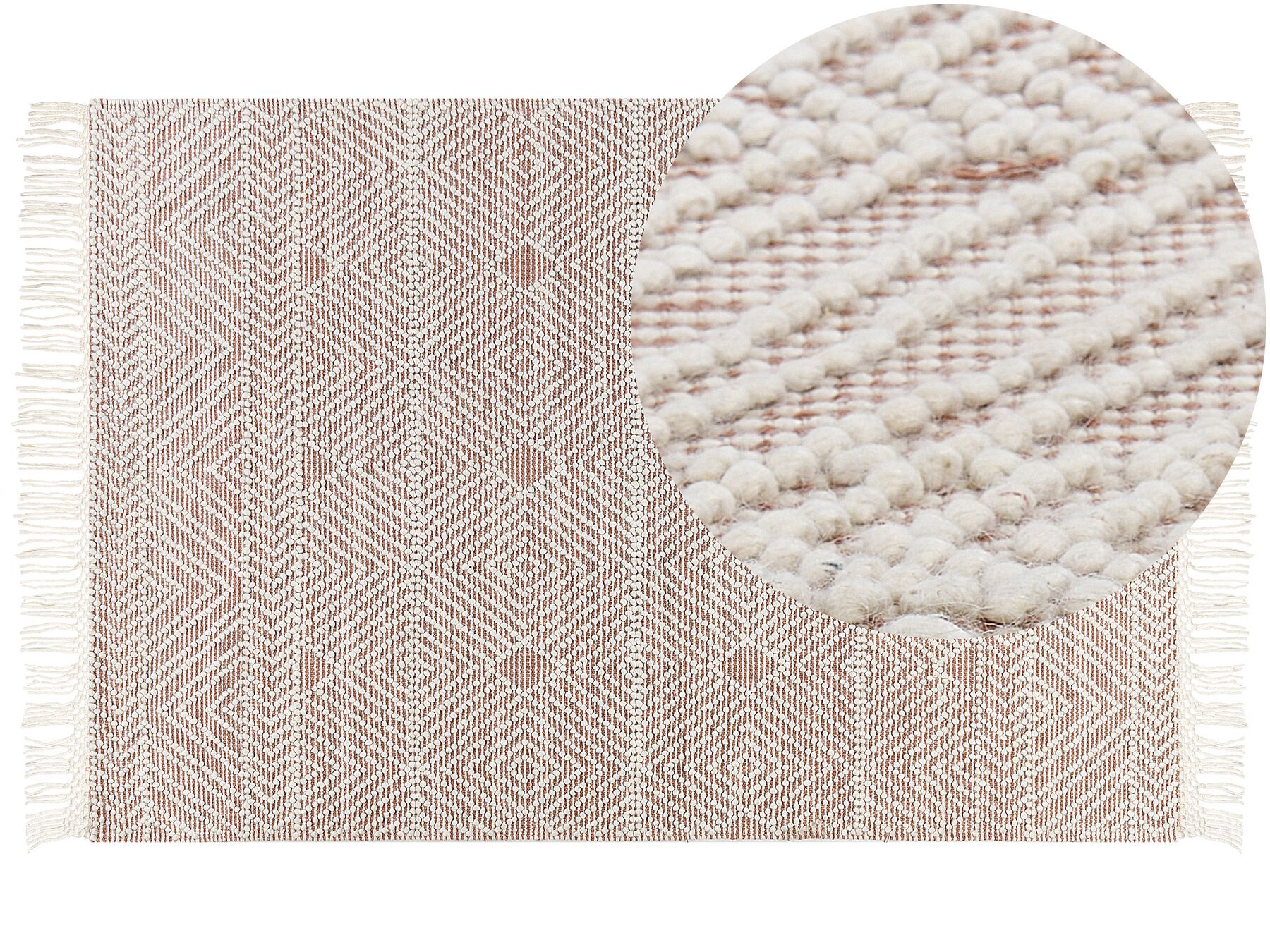 Teppich Wolle beige / braun 160 x 230 cm geometrisches Muster KESTEL_855599
