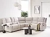 Sofá esquinero reclinable manual ROKKE con puerto USB Tela Blanco crema Izquierda