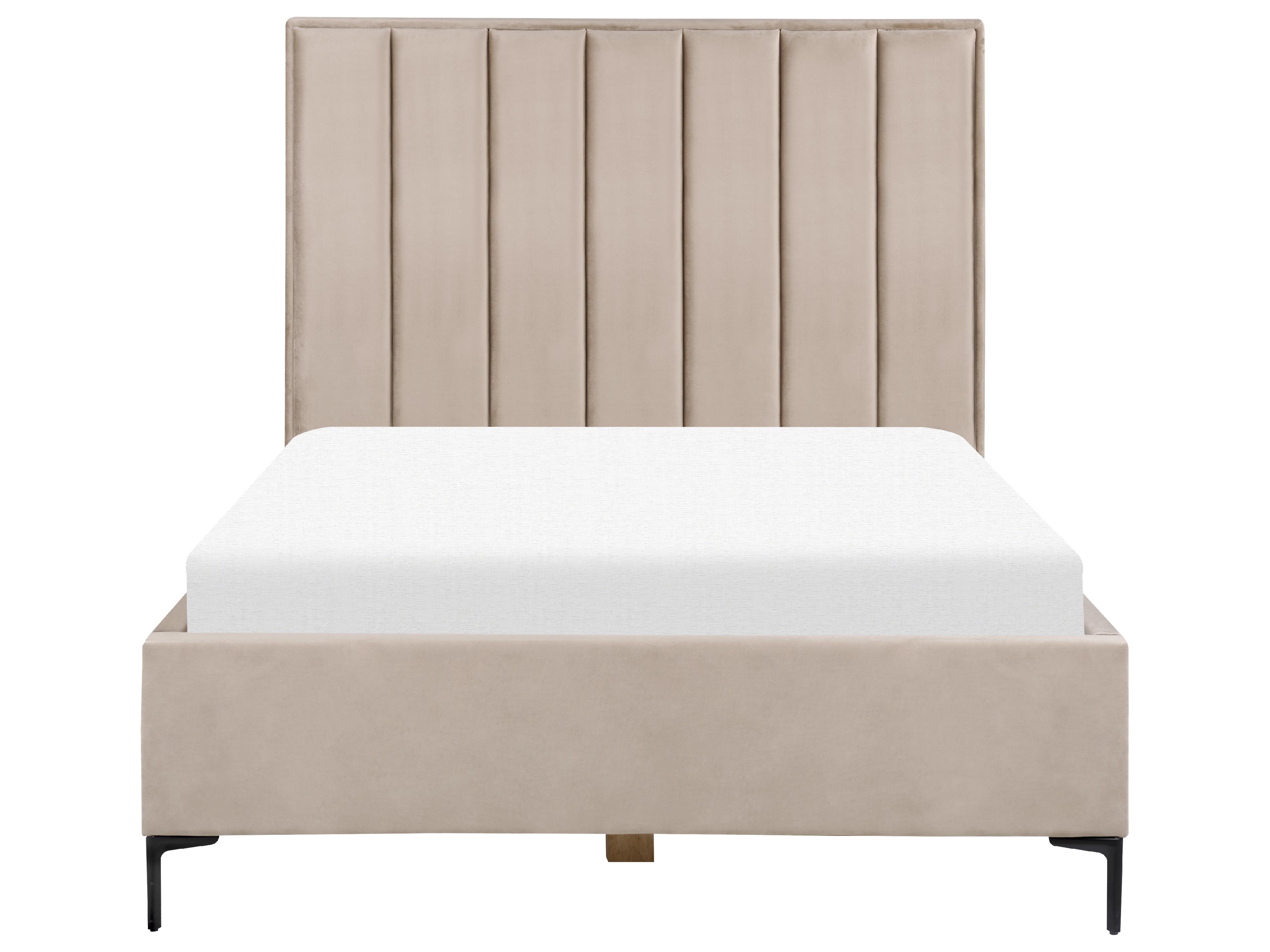 Bett mit Stauraum SEZANNE Samtstoff Taupe 140 x 200 cm_892494