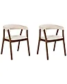 Set of 2 Dining Chairs MYLO Fabric Off-White/ Dark Brown