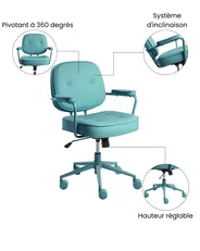 Chaise de bureau PARAMUS Cuir PU Turquoise_1072418