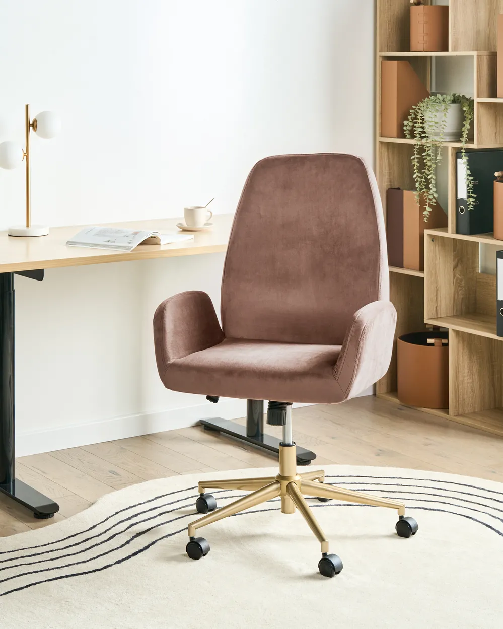 Office Chair CLARE Velvet Brown
