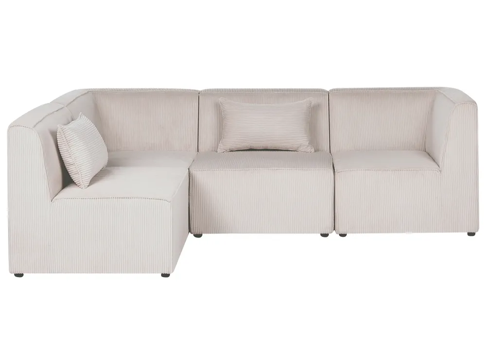 Modular Corner Sofa 4 Seater LEMVIG Corduroy Beige Right Hand_1052799