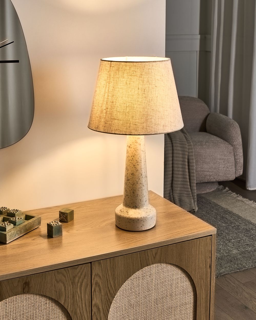 Tischlampe HUMUYA Keramik Hellbeige