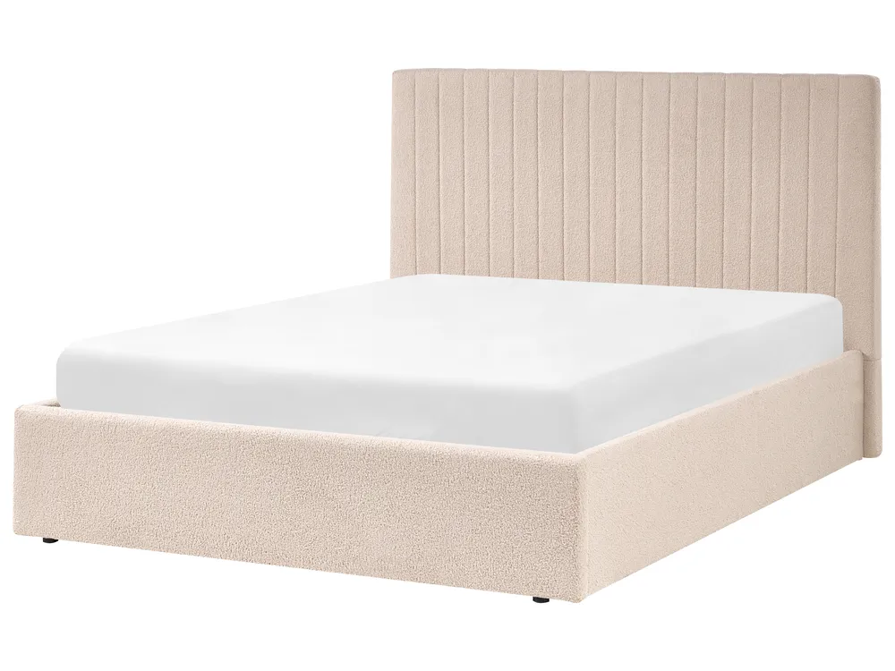 Letto contenitore VION Bouclé Beige 140 x 200 cm_1042696