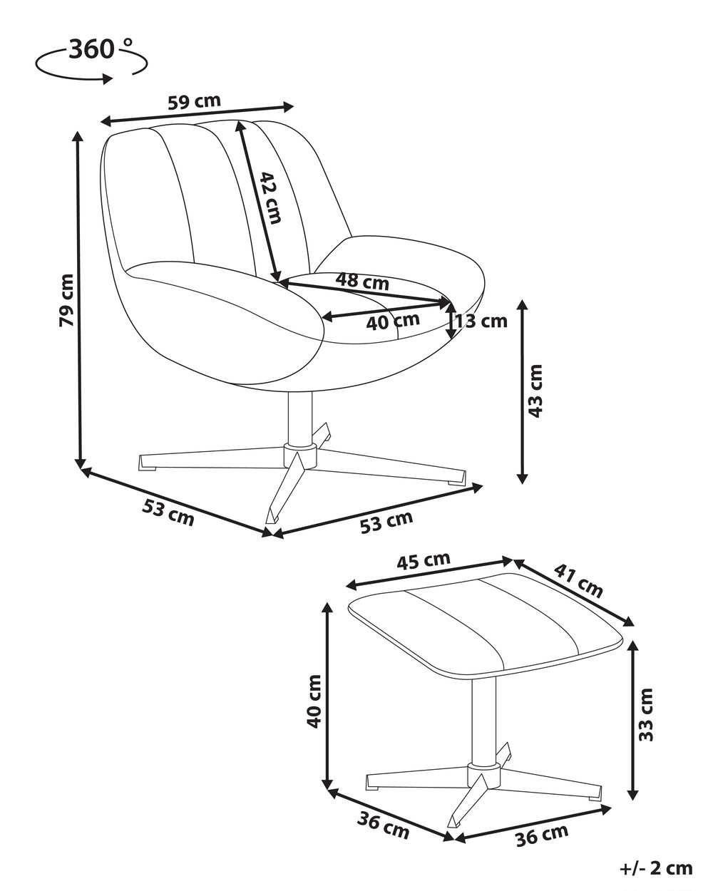 Armchair dimensions inches top