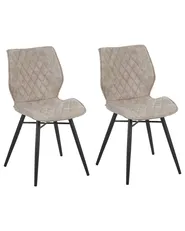 Set of 2 Dining Chairs LISLE Fabric Beige_724329