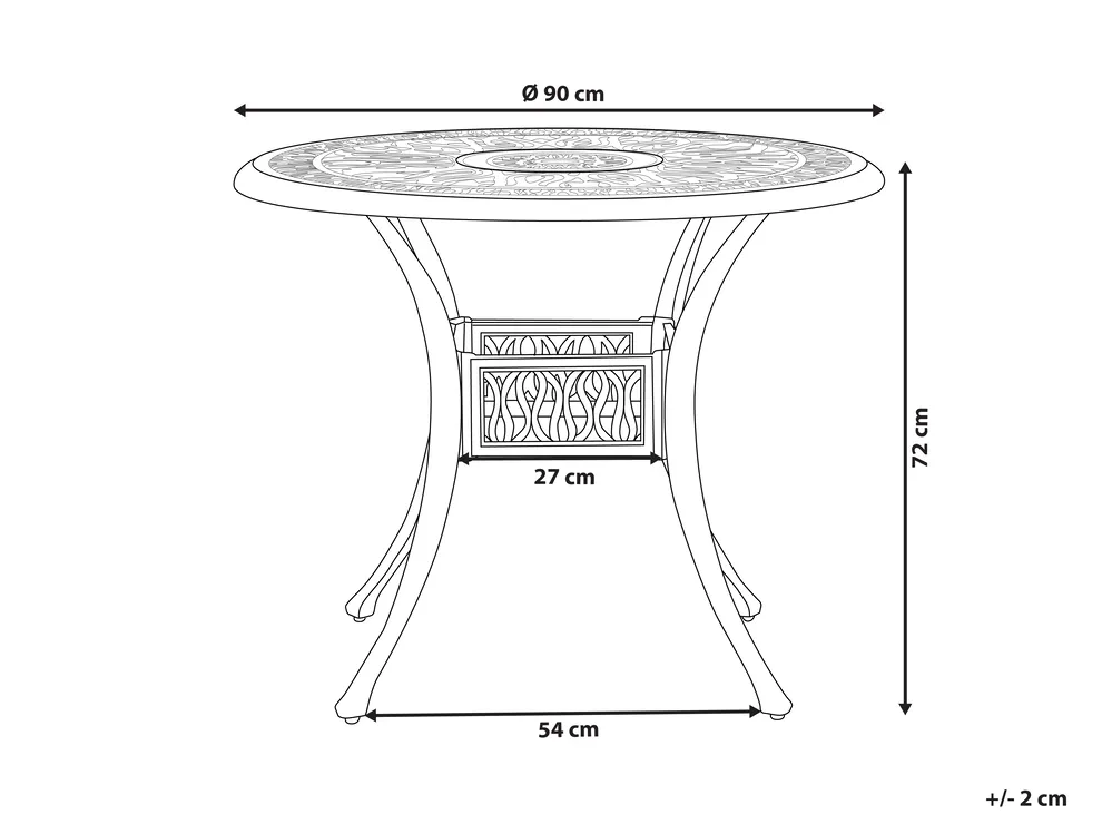 Outdoor Dining Table for 4 ANCONA 90 cm 90 cm Metal Dark Brown_765594