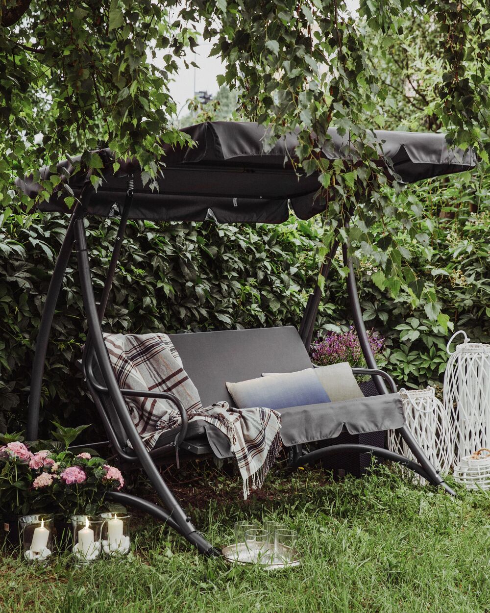 Patio Swing TEMPLE Metal Dark Grey Beliani.at