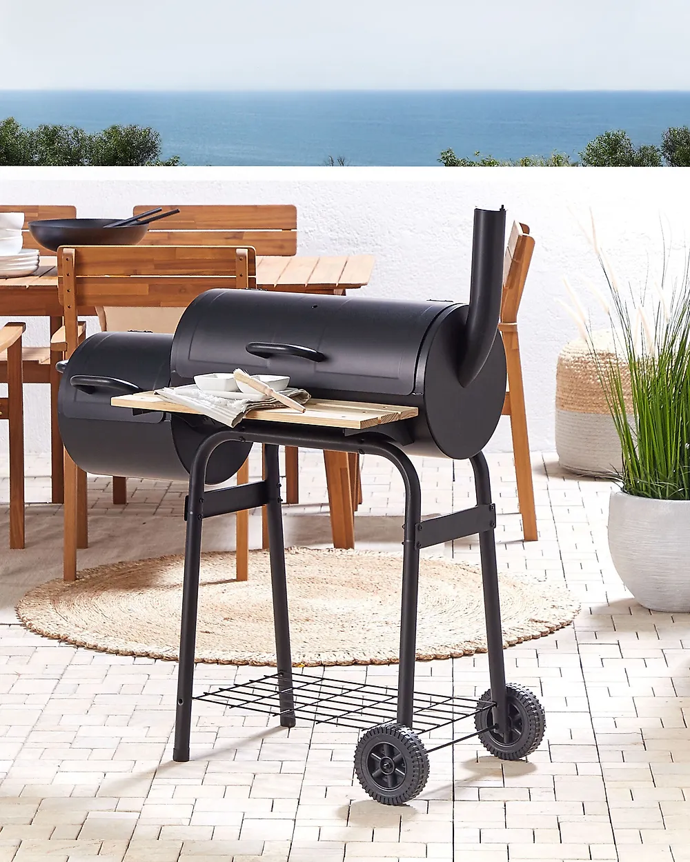 Barbecue a carbonella SATAH con affumicatore Metallo Nero_1178387