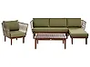 Garden Lounge Set with Table 4 Seater CREMONA Acacia Wood Dark Brown/ Green Left Hand