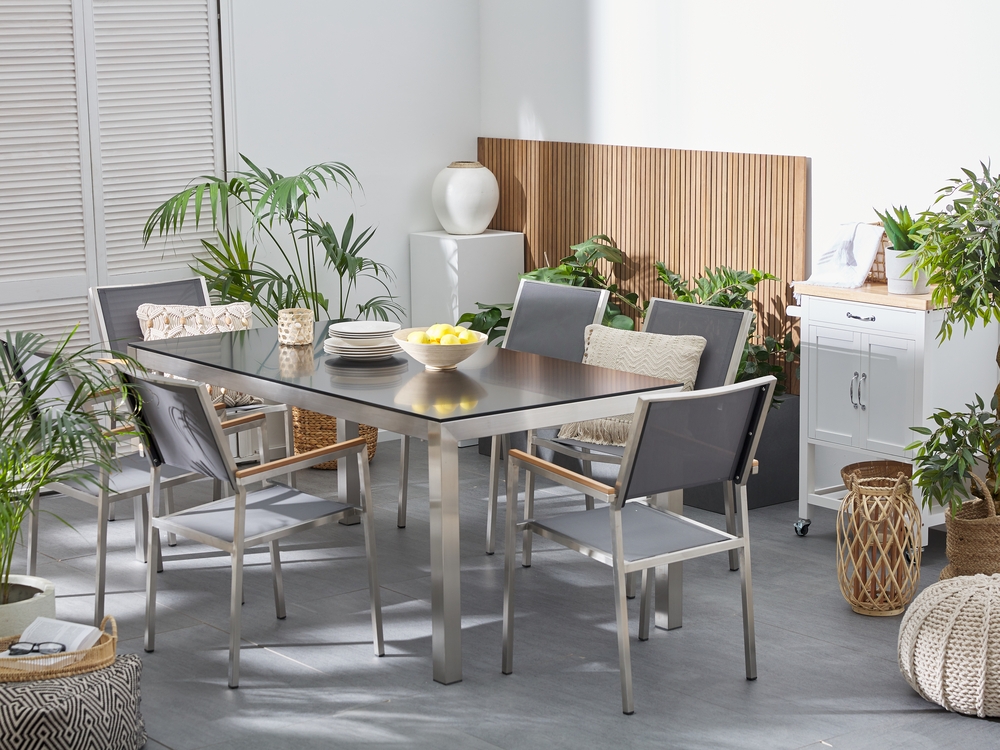 Glass top garden dining table outlet