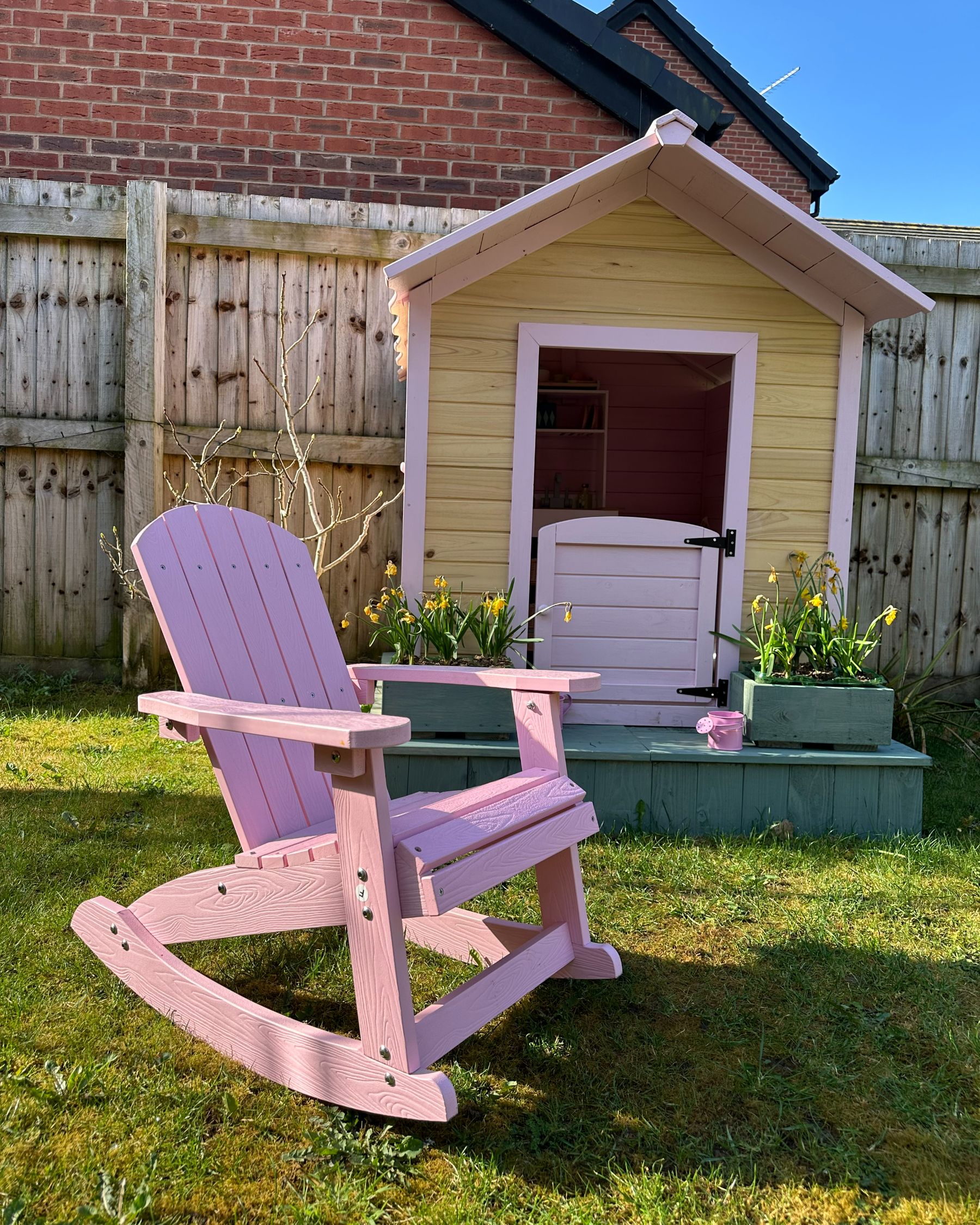 Fotel bujany ogrodowy dla dzieci różowy ADIRONDACK_982776