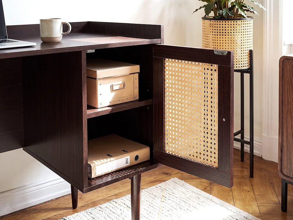 Home Office Desk RATANA 130 cm x 50 cm Dark Brown_1191709