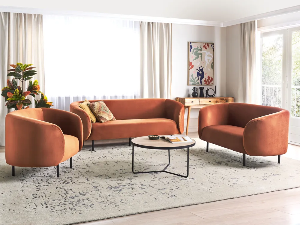 Sofa 2 Seater LOEN Velvet Orange_919723