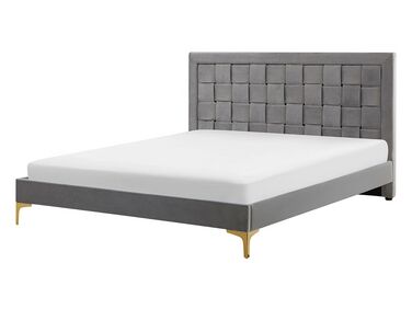 Sametová šedá postel 140x 200 cm LIMOUX