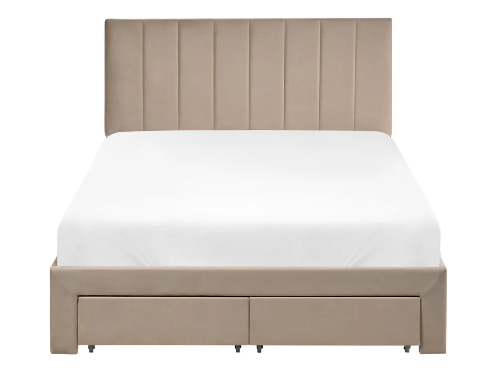Bed with Storage Drawers LONZAC Velvet Taupe 120 x 200 cm (EU Small Double)_1014817
