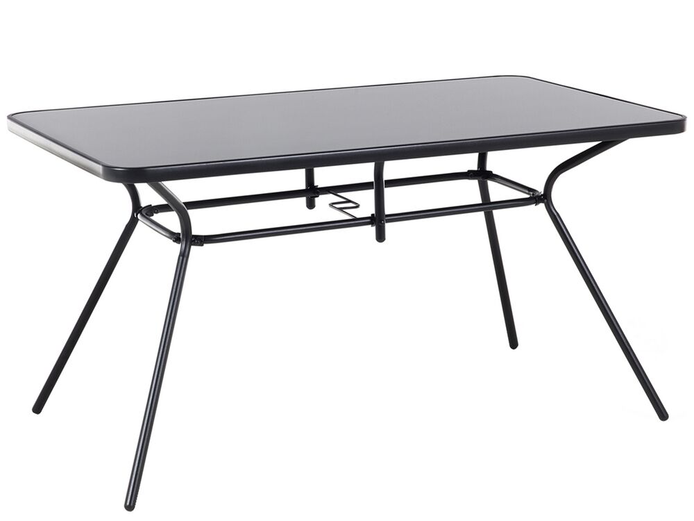 Garden Dining Table LIVO 140 cm 80 cm Glass Black