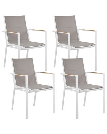Set di 4 sedie da giardino grigio e bianco BUSSETO
