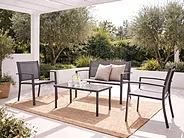 Lounge Set mit Tisch 4-Sitzer TAVOLETO Metall Dunkelgrau_1154558
