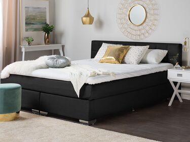 Fabric EU Double Divan Bed Black ADMIRAL