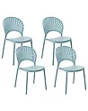 Set of 4 Garden Chairs OSTIA Light Blue