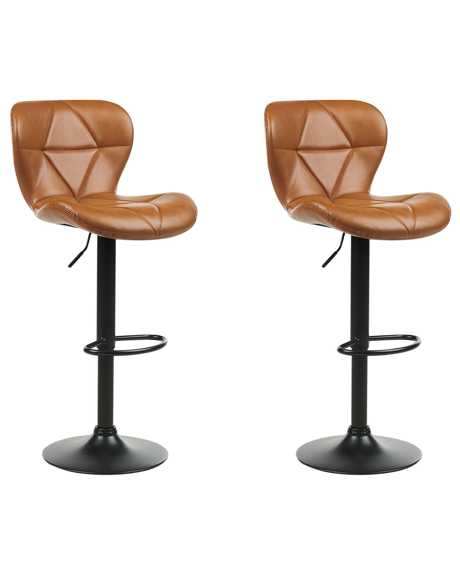 Lot de 2 chaises de bar en cuir PU marron doré VALETTA II_894637