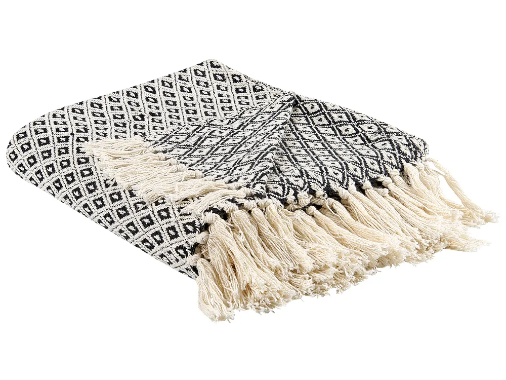 Blanket CHYAMA Cotton 125 x 150 cm Black/ Beige