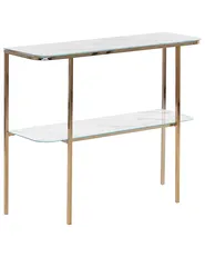 Console Table CALVERT Tempered Glass Marble/ Gold_823508