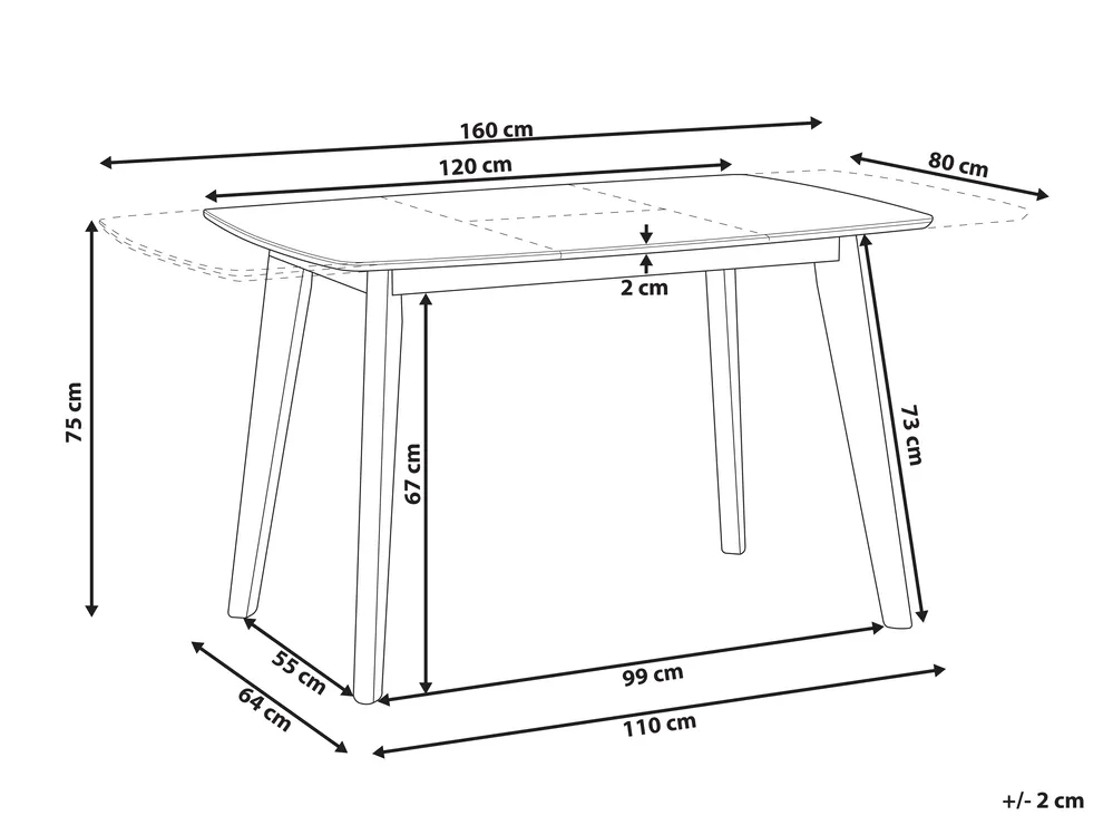 Extending Dining Table SANFORD White 120/160 cm 80 cm_793799