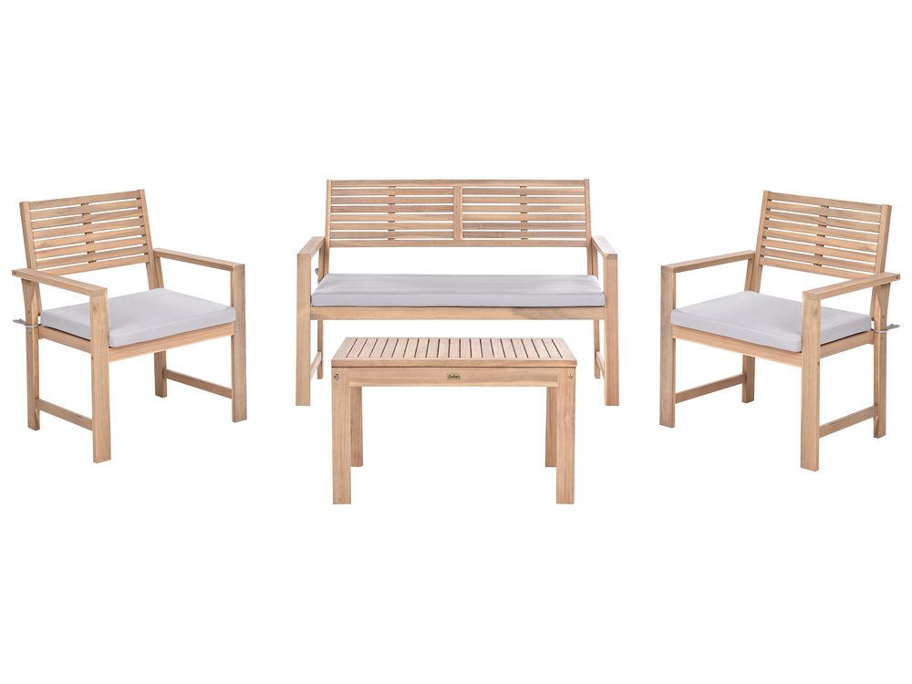 Garden Lounge Set with Table 4 Seater FIAMES Certified Acacia Wood Grey