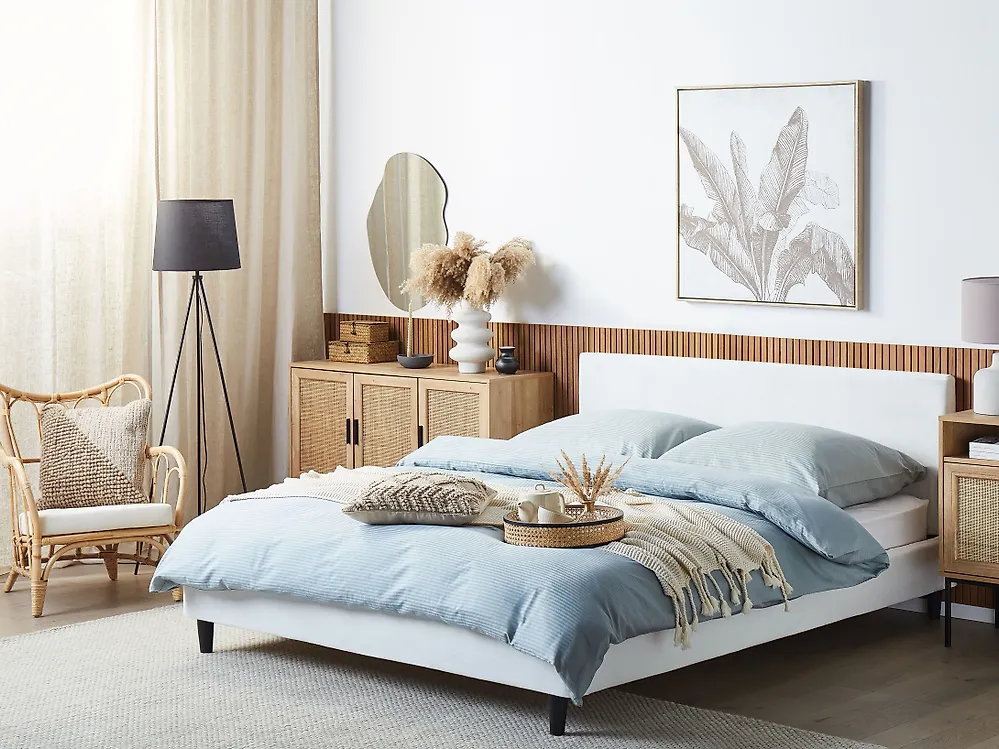 Bed Frame Cover Velvet FITOU 160 x 200 cm White_1179487